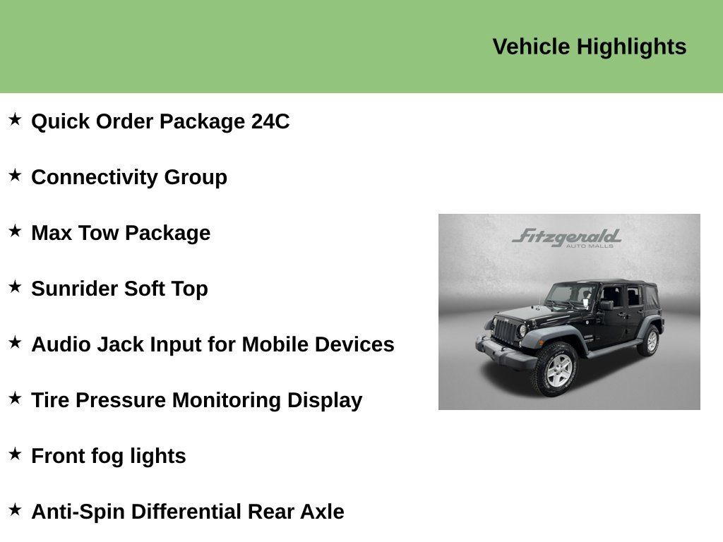 Used 2018 Jeep Wrangler Unlimited Sport w/ Connectivity Group AWD/4WD image 9