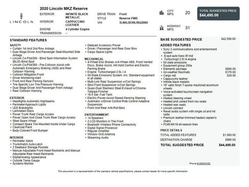 Used 2020 Lincoln MKZ Reserve w/ Elements Package FWD image 42