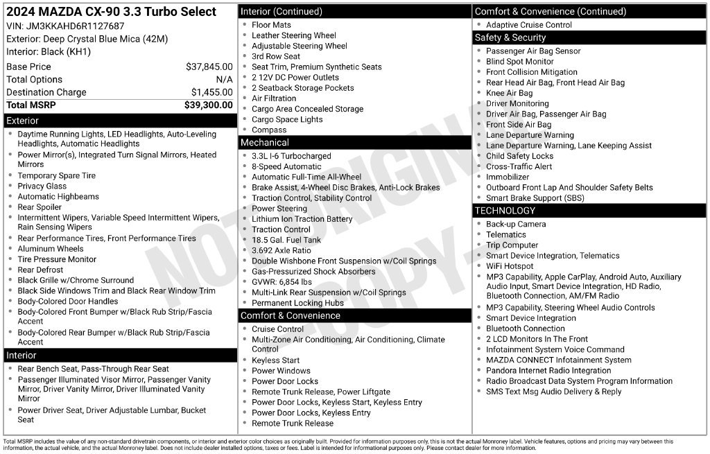 Used 2024 MAZDA CX-90 3.3 Turbo w/ Select Package AWD/4WD image 12