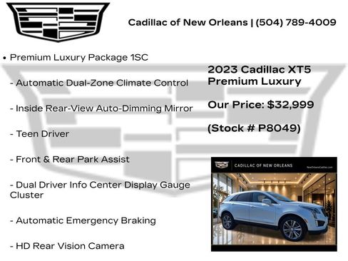 Certified 2023 Cadillac XT5 Premium Luxury w/ Platinum Package FWD image 7