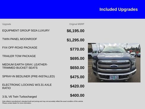 Used 2015 Ford F150 Lariat w/ Equipment Group 502A Luxury image 8
