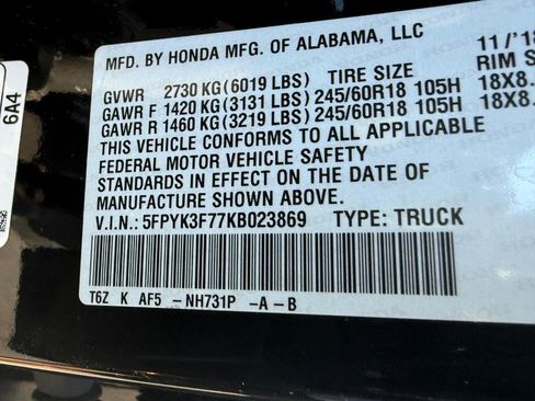 Used 2019 Honda Ridgeline RTL-E image 24