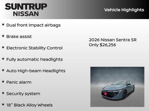New 2026 Nissan Sentra SR w/ Floor Mat Package FWD image 23