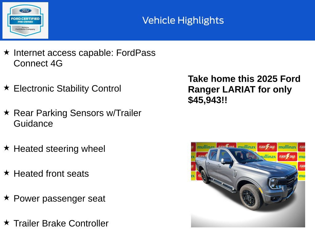 Certified 2025 Ford Ranger Lariat w/ FX4 Off-Road Package AWD/4WD image 20
