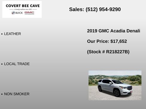 Used 2019 GMC Acadia Denali w/ LPO, Floor Liner Package FWD image 6