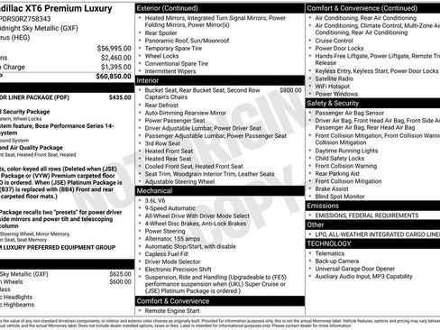 Used 2024 Cadillac XT6 Premium Luxury w/ LPO, Floor Liner Package image 13