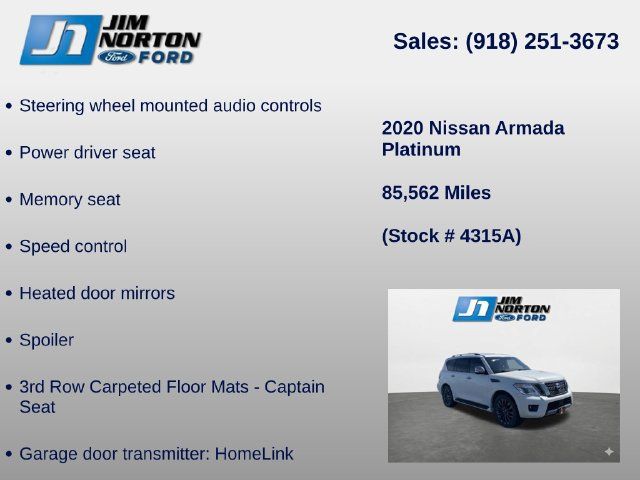 Used 2020 Nissan Armada Platinum w/ Platinum Reserve Package AWD/4WD image 15
