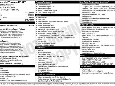 Certified 2023 Chevrolet Traverse RS w/ LPO, Floor Liner Package FWD image 6