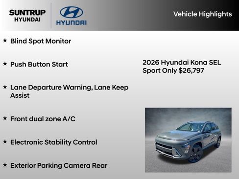 Certified 2026 Hyundai Kona SEL Sport AWD/4WD image 8