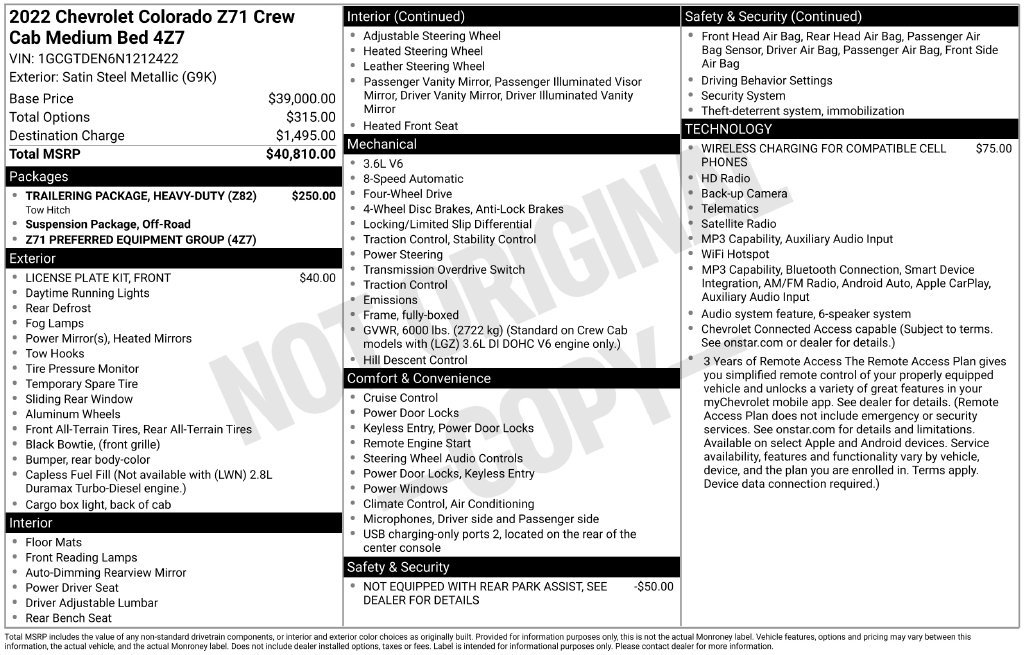 Used 2022 Chevrolet Colorado Z71 AWD/4WD image 13
