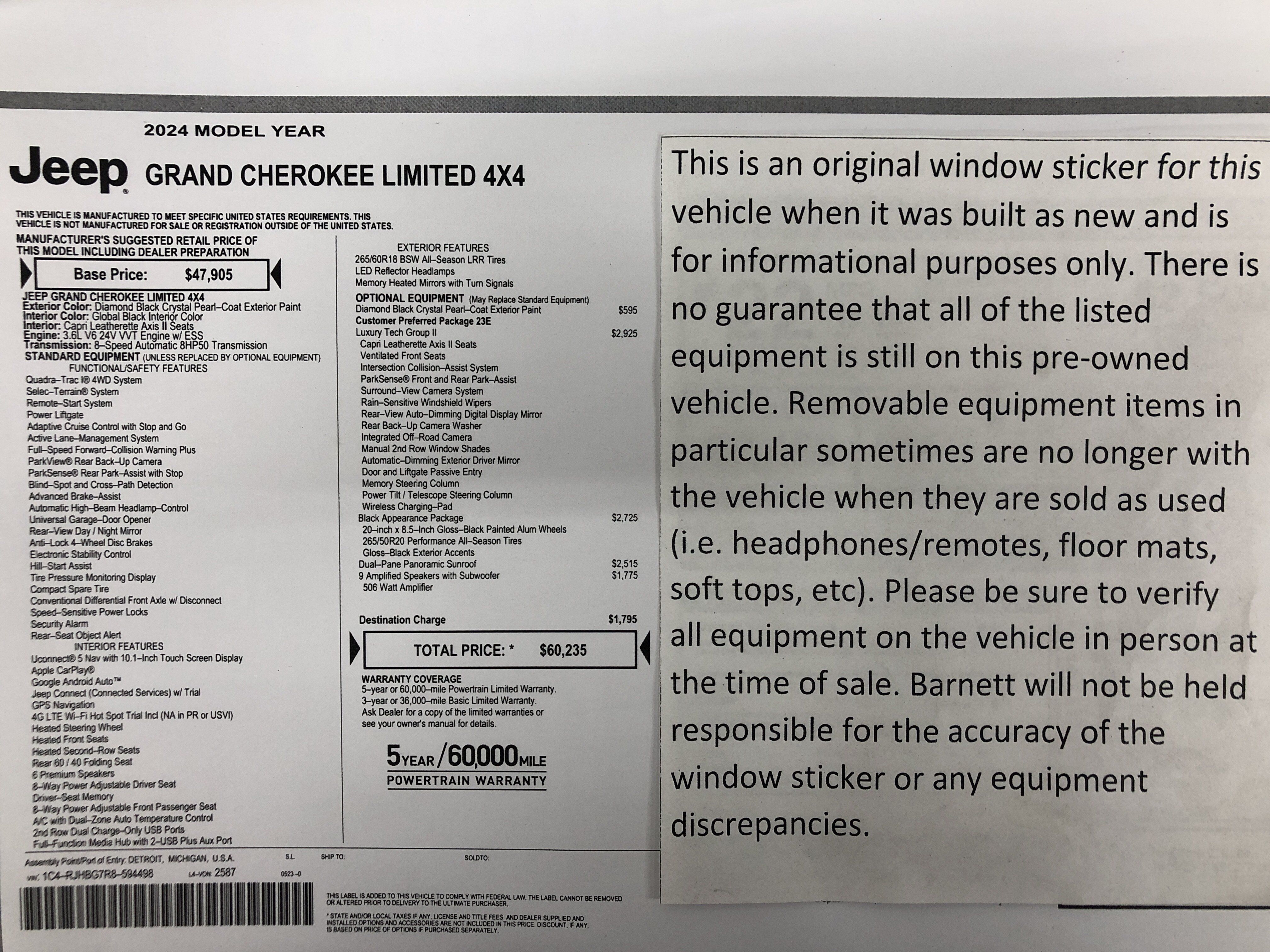Certified 2024 Jeep Grand Cherokee Limited w/ Luxury Tech Group II AWD/4WD image 2