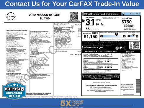Used 2022 Nissan Rogue SL w/ SL Premium Package image 36