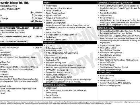 Used 2021 Chevrolet Blazer RS w/ Enhanced Convenience Package FWD image 7