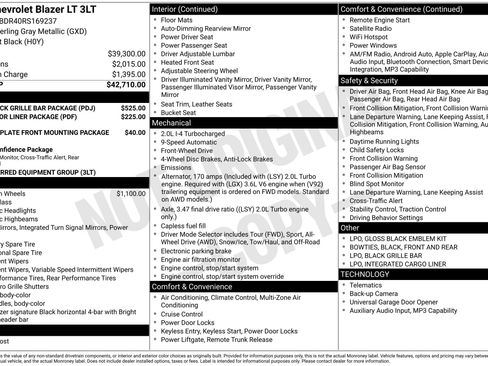 Used 2024 Chevrolet Blazer LT w/ LPO, Black Grille Bar Package FWD image 30