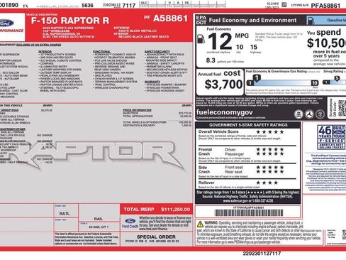 Used 2023 Ford F150 Raptor w/ Equipment Group 802A Raptor R AWD/4WD image 2
