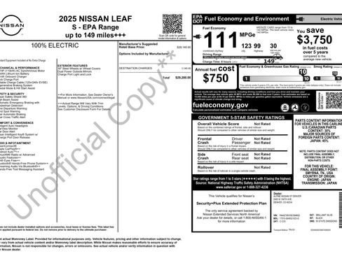 Used 2025 Nissan Leaf S image 47