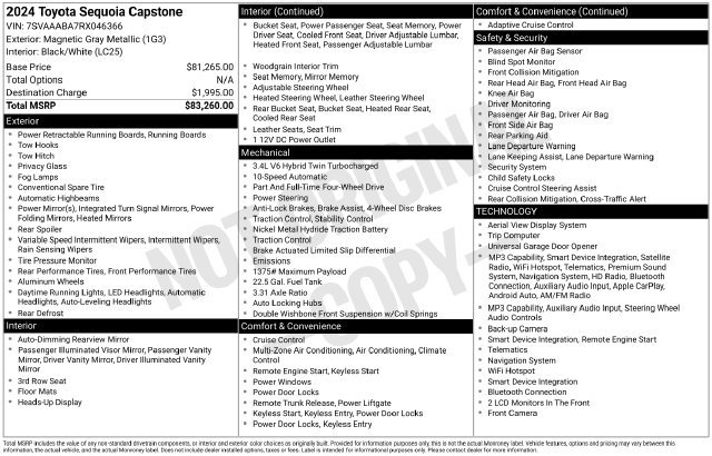 Used 2024 Toyota Sequoia Capstone AWD/4WD image 4