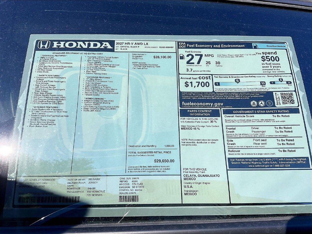 New 2027 Honda HR-V LX image 16
