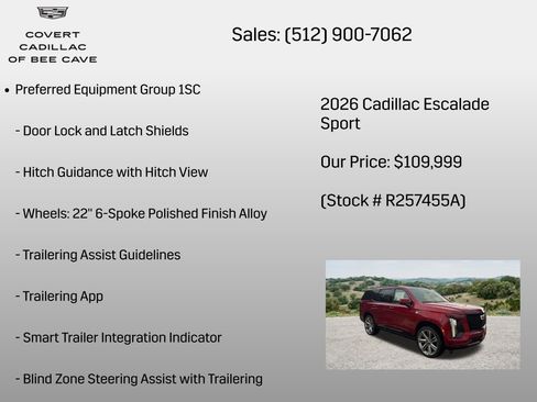 Certified 2026 Cadillac Escalade Sport w/ Touring Package AWD/4WD image 14