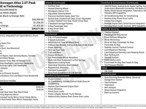 Used 2024 Volkswagen Atlas Peak Edition SE AWD/4WD image 38