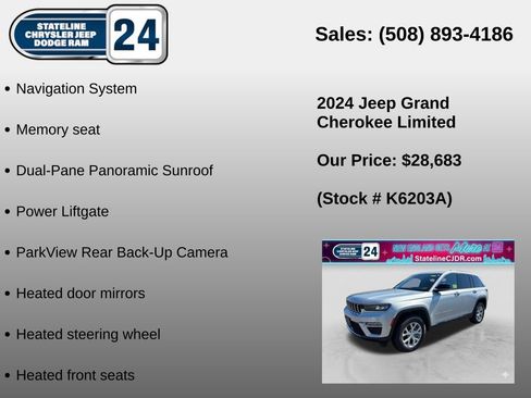 Certified 2024 Jeep Grand Cherokee Limited AWD/4WD image 6