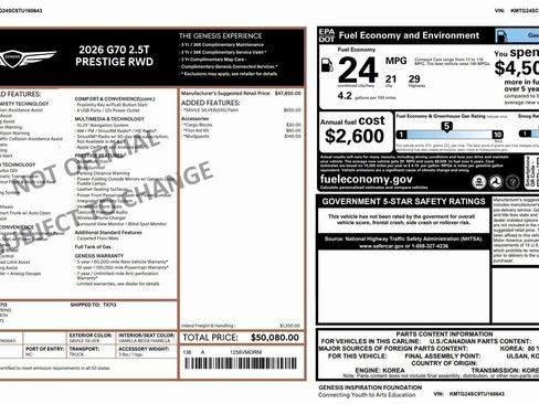 Certified 2026 Genesis G70 2.5T Prestige image 3