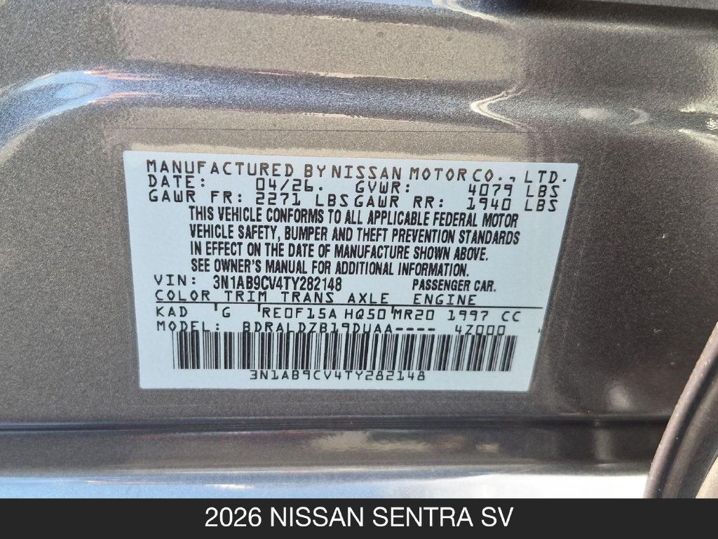 Certified 2026 Nissan Sentra SV w/ Floor Mat Package FWD image 24