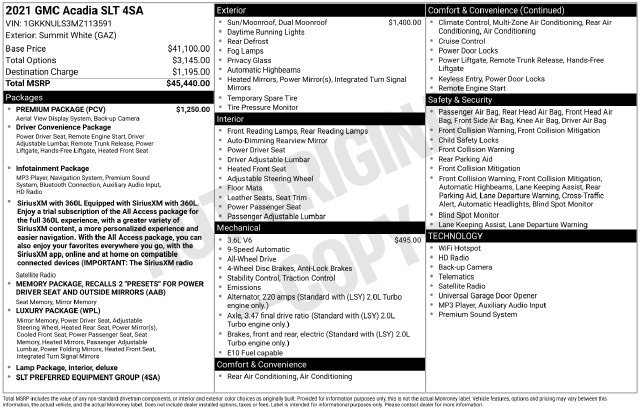 Used 2021 GMC Acadia SLT w/ Premium Package AWD/4WD image 56