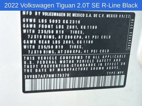 Used 2022 Volkswagen Tiguan SE R-Line AWD/4WD image 22