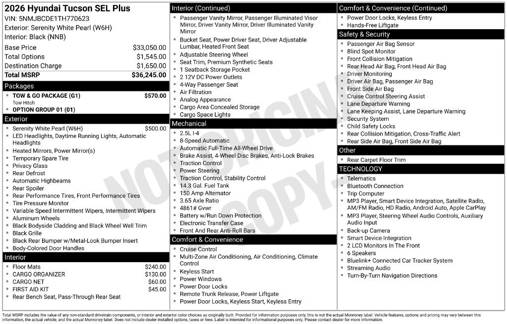 New 2026 Hyundai Tucson SEL Plus w/ Tow & Go Package AWD/4WD image 6