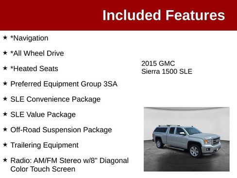 Used 2015 GMC Sierra 1500 SLE w/ SLE Value Package AWD/4WD image 3
