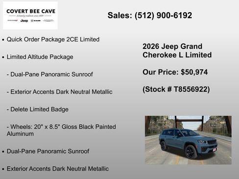 New 2026 Jeep Grand Cherokee L Limited w/ Limited Altitude Package AWD/4WD image 6