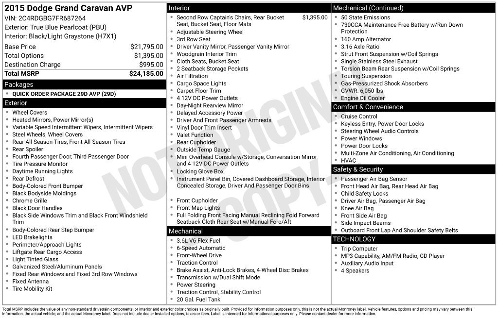 Used 2015 Dodge Grand Caravan American Value Package FWD image 2