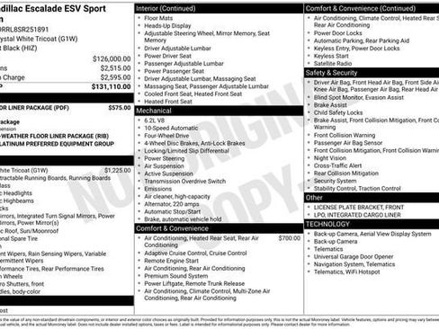 Used 2025 Cadillac Escalade ESV Sport Platinum w/ LPO, Floor Liner Package image 32