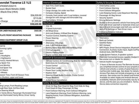 Used 2023 Chevrolet Traverse LS w/ LPO, Floor Liner Package AWD/4WD image 31