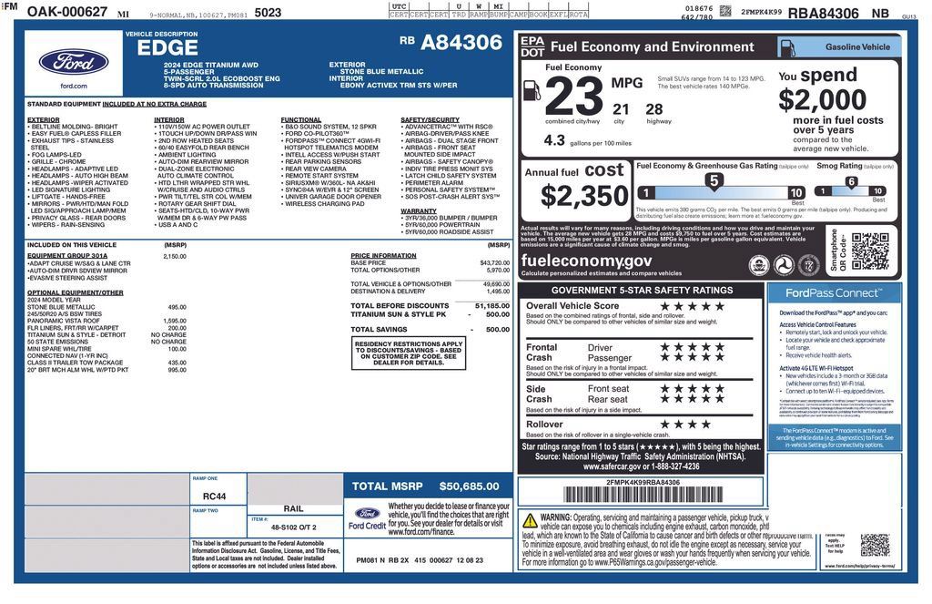 Certified 2024 Ford Edge Titanium w/ Equipment Group 301A AWD/4WD image 13