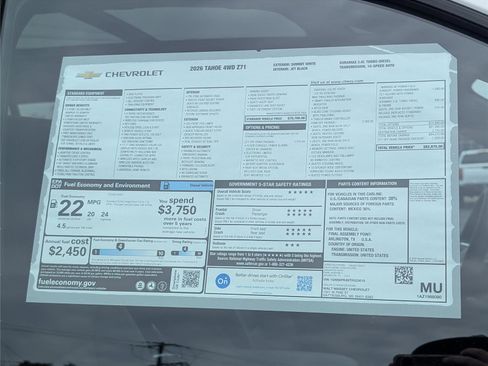New 2026 Chevrolet Tahoe Z71 w/ Z71 Off-Road Package AWD/4WD image 12