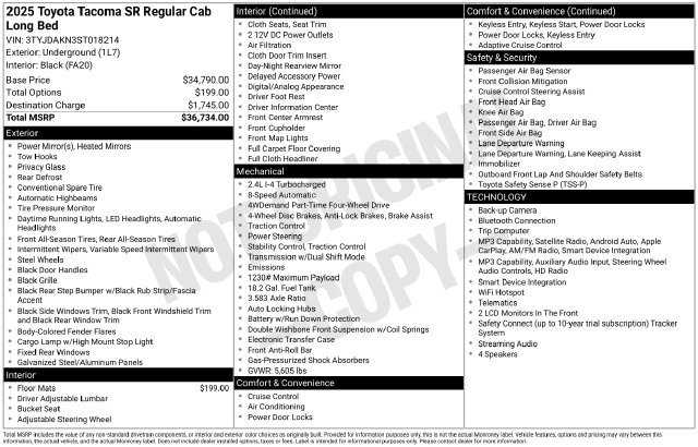 Certified 2025 Toyota Tacoma SR AWD/4WD image 19