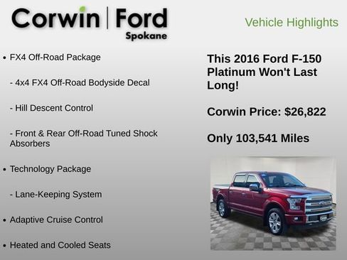 Used 2016 Ford F150 Platinum w/ Technology Package image 6