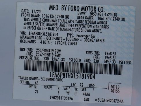 Used 2020 Ford Mustang Coupe w/ Equipment Group 101A RWD image 48