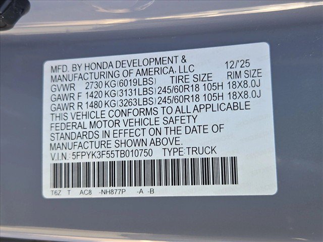 Certified 2026 Honda Ridgeline RTL image 23