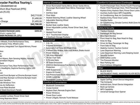 Used 2021 Chrysler Pacifica Touring-L w/ S Appearance Package AWD/4WD image 12