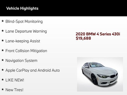 Used 2020 BMW 430i Coupe w/ M Sport Package RWD image 4