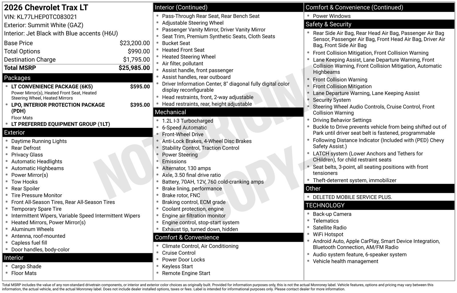 Used 2026 Chevrolet Trax LT w/ LT Convenience Package FWD image 2