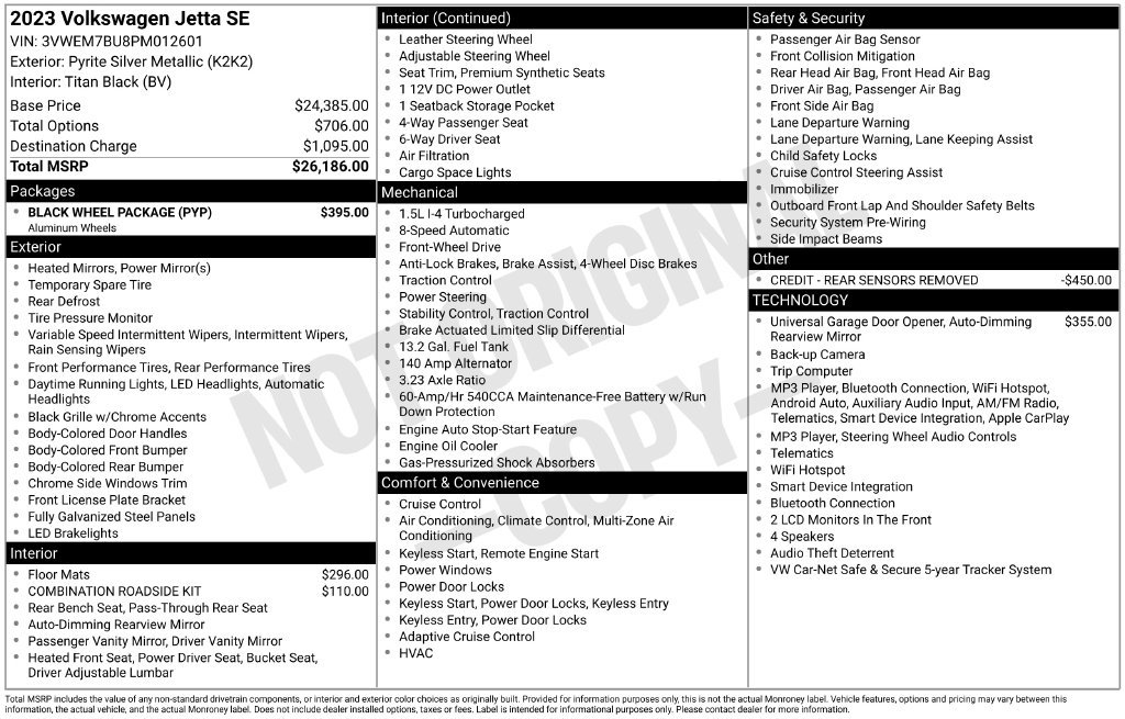 Used 2023 Volkswagen Jetta SE w/ Black Wheel Package FWD image 54