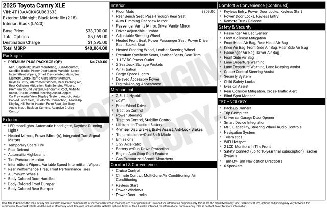 Used 2025 Toyota Camry XLE w/ Premium Plus Package FWD image 32