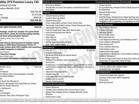 Used 2020 Cadillac XT5 Premium Luxury w/ LPO, Floor Liner Package image 8