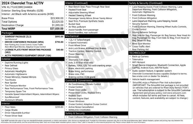 Certified 2024 Chevrolet Trax ACTIV w/ Sunroof Package FWD image 15