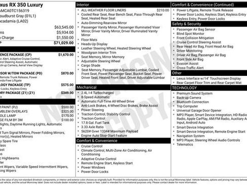 New 2026 Lexus RX 350 AWD w/ Convenience Package image 1