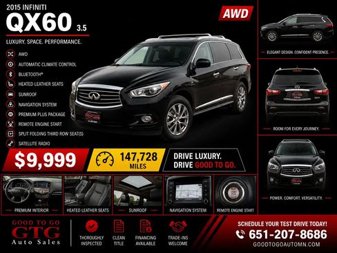 Used 2015 INFINITI QX60 Luxe w/ Premium Plus Package AWD/4WD image 1